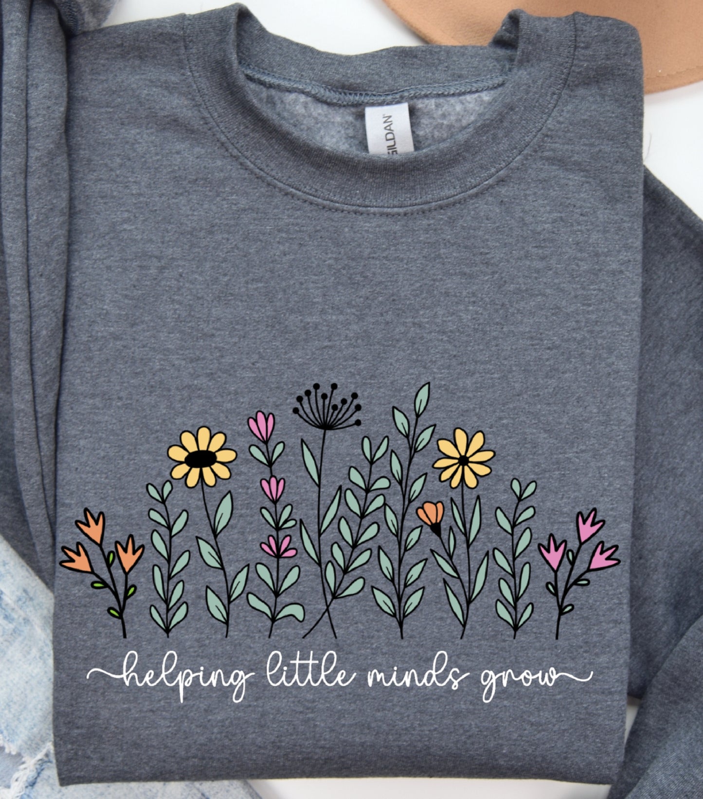 Teacher Wildflowers Sweatshirt, Helping Little Minds Grow Sweatshirt, Teacher Boho Flowers sweatshirt, Gift for Teacher sweatshirt