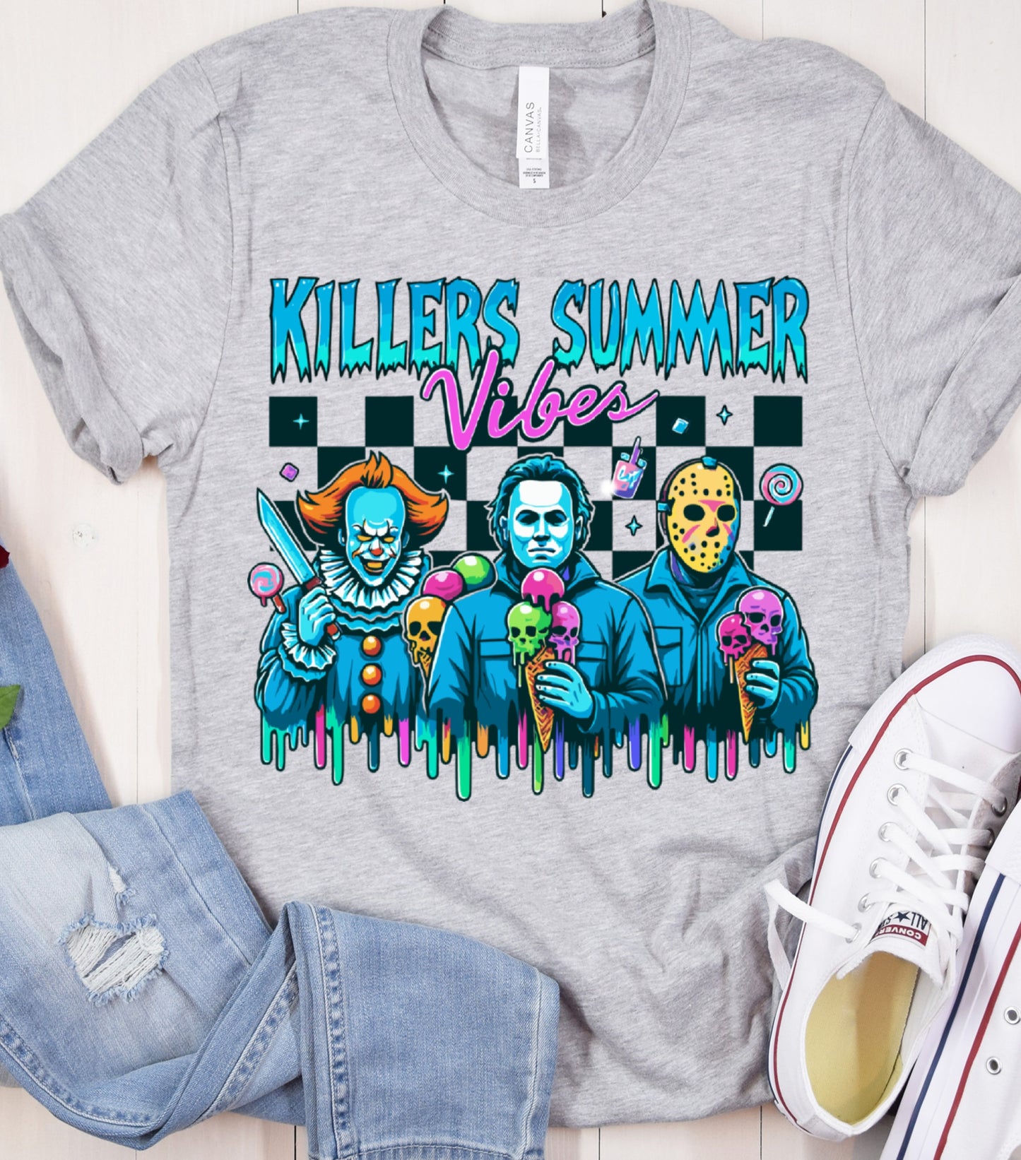 Summer Halloween Shirt, Killers Summer Vibes T-Shirt, Funny Halloween Funny shirt,  Halloween in Summer Shirt