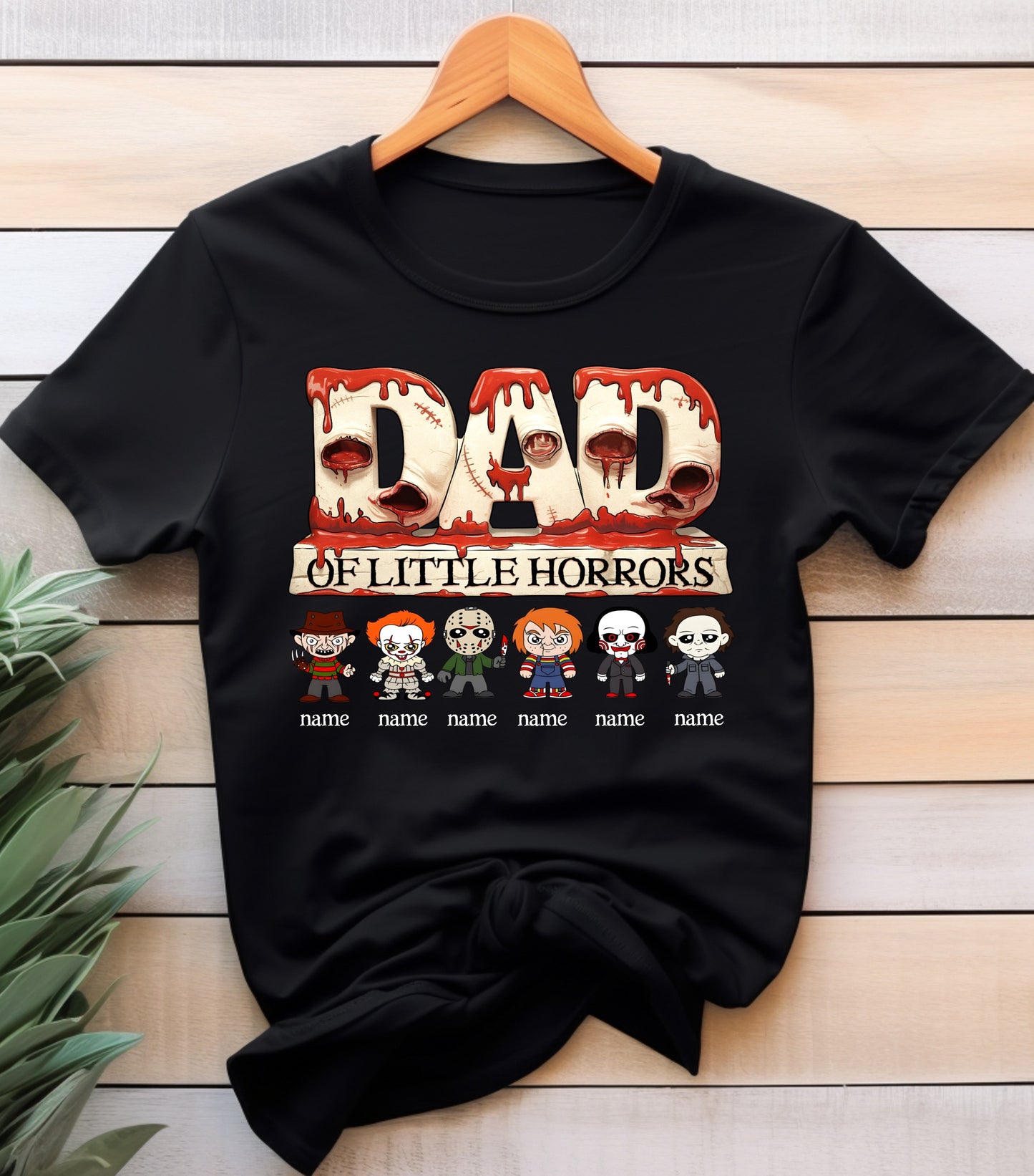 Personalized Dad Horror Shirt, Horror Characters Movie Shirt, Custom Dad Of kids Horrors Shirt, Custom Shirt