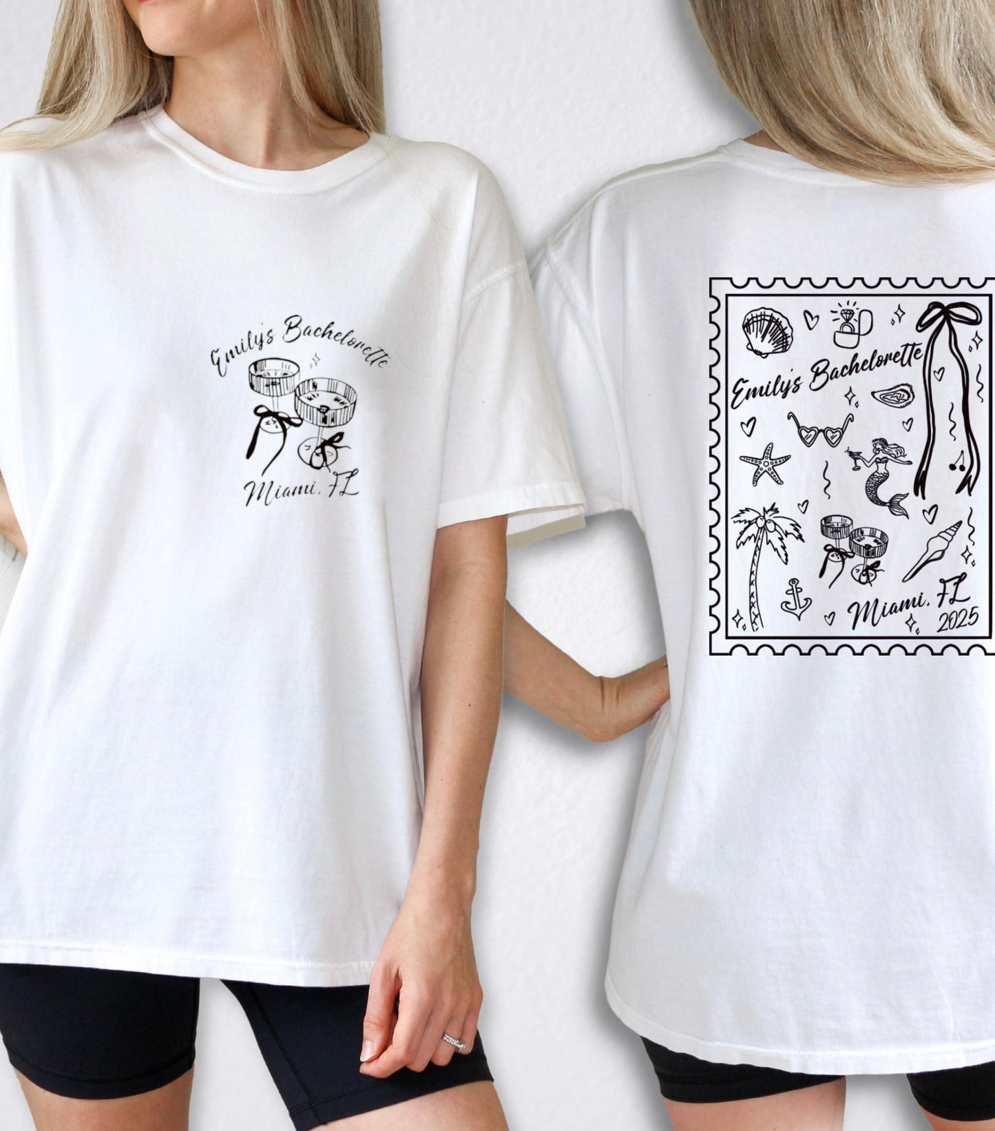 Personalized Summer Mermaid Bachelorette Shirt, Beach Bachelorette Shirt, Mermaid Bach Shirt,  Coastal Bachelorette shirt, Tropical Bach Party shirt