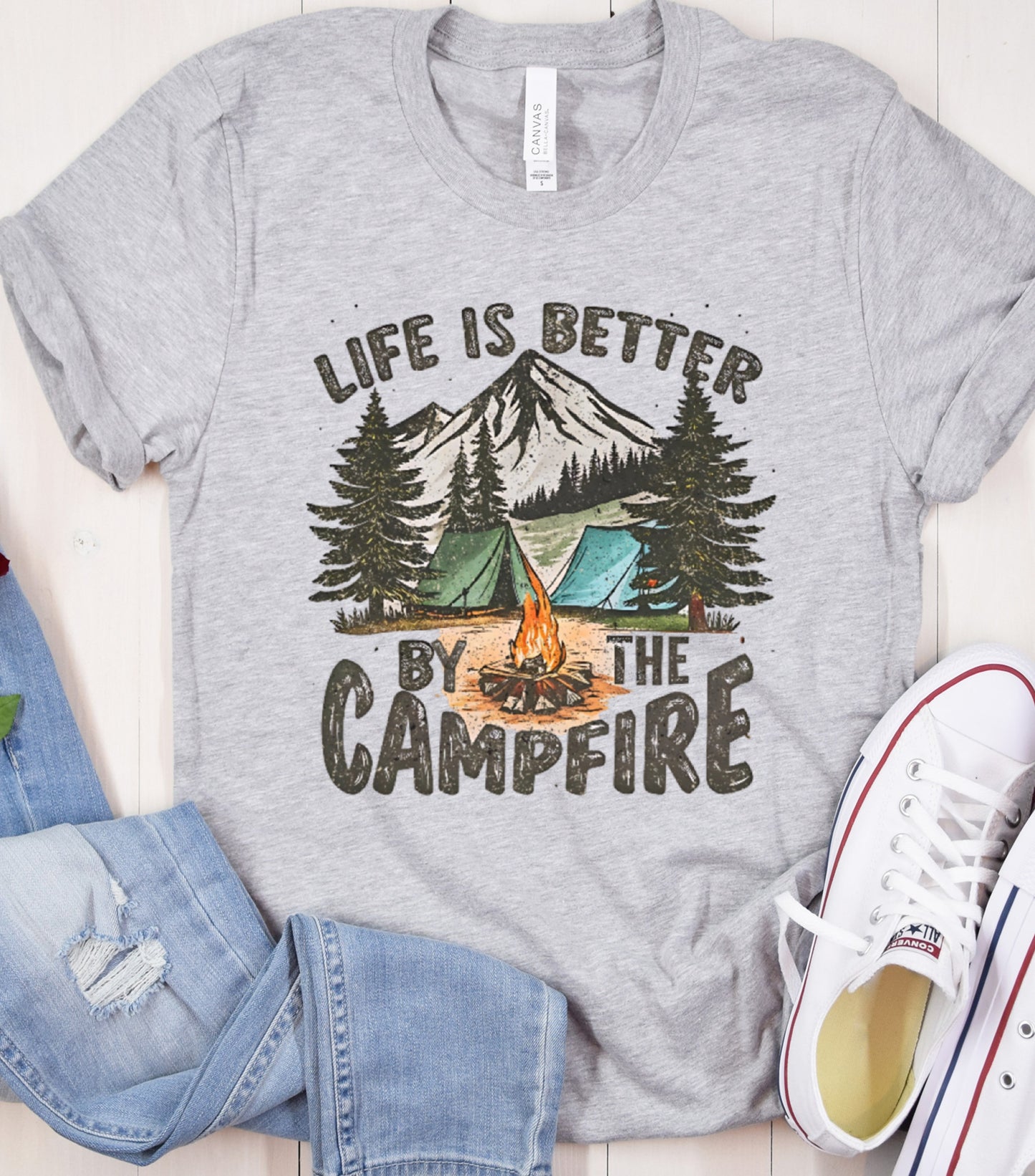 Life Is Better By The Campfire Shirt, Camping Retro Shirt, summer vibes and holiday shirt