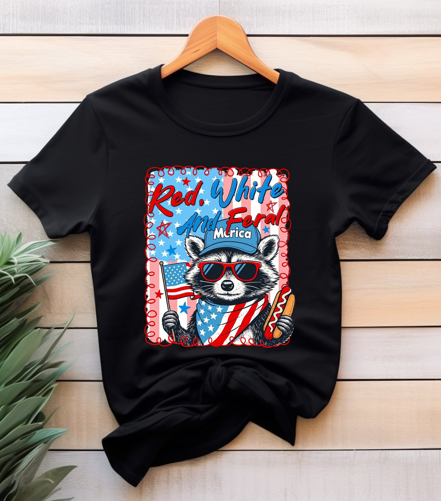 Red White And Feral Shirt, Funny USA Shirt, Funny Raccoon Shirt,  Hotdog Raccoon shirt,  Merica shirt