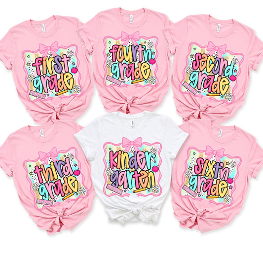 Preppy Back To School T-Shirt, First Day Of School Shirt, Coquette Teacher Shirt, gift for Girls Shirt