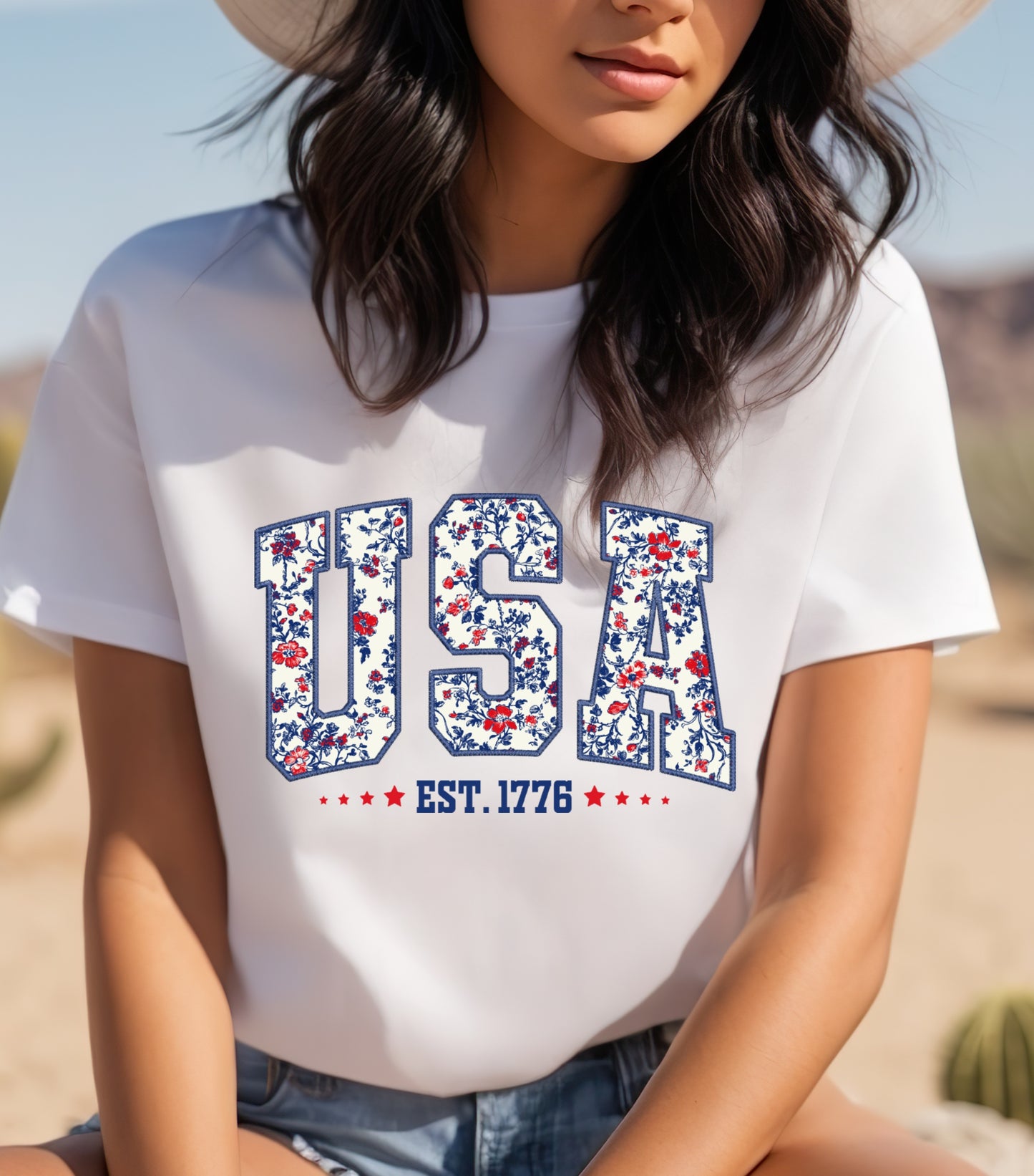 America Patriotic Shirt, 4th Of July Shirt, Independence Day Shirt,  Flower 4th of july shirt