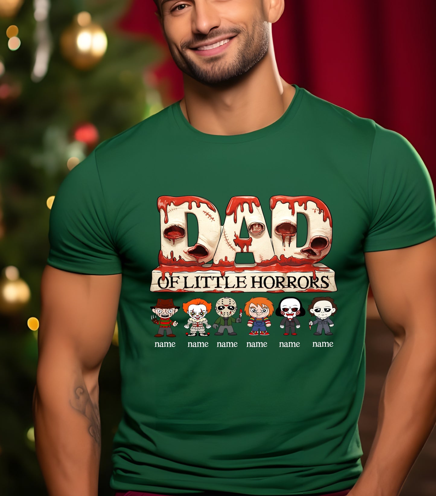 Personalized Dad Horror Shirt, Horror Characters Movie Shirt, Custom Dad Of kids Horrors Shirt, Custom Shirt