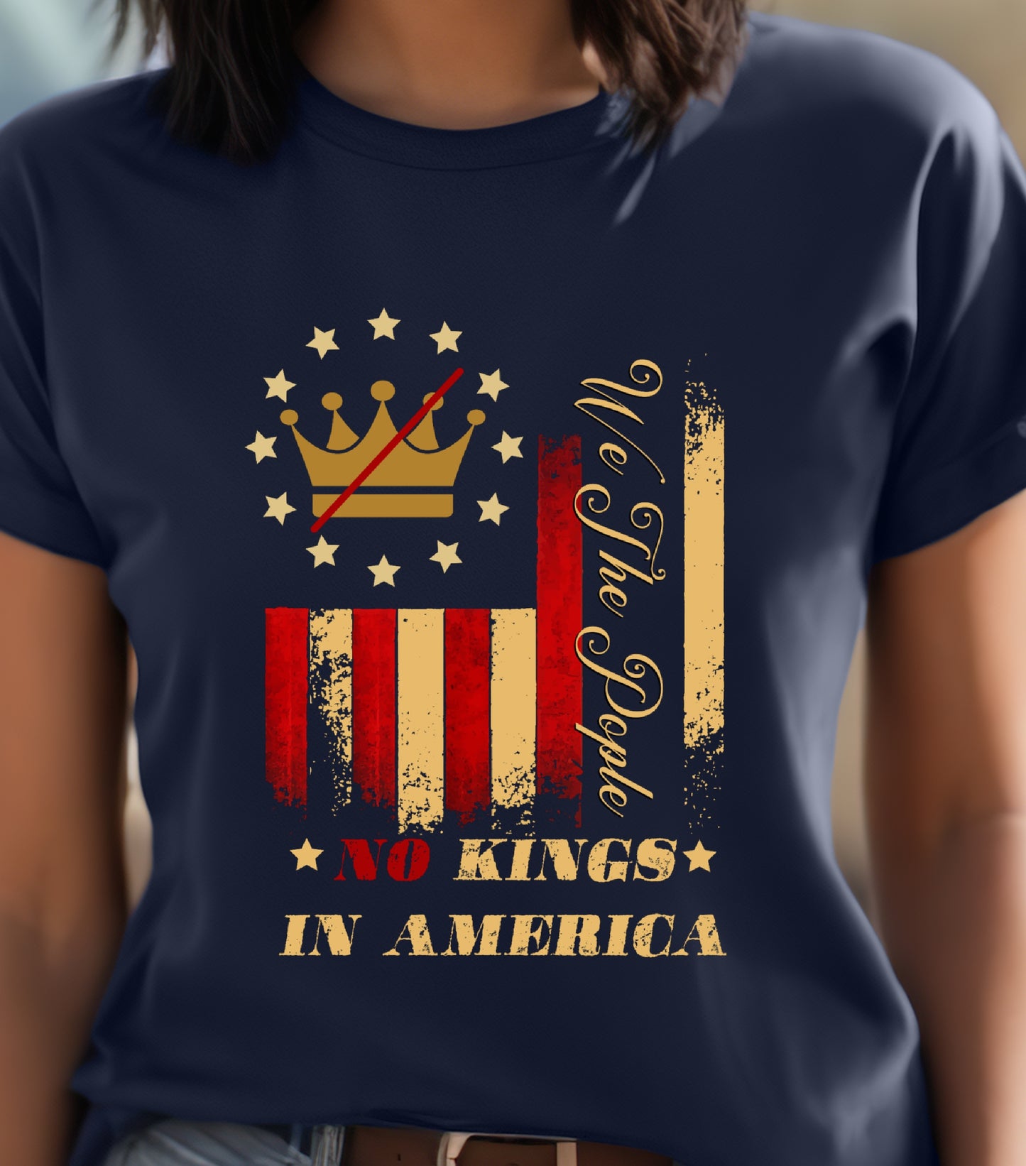 No Kings in America T-Shirt, Anti Authoritarian Protest T-Shirt, For Social Justice Shirt,  Democracy Not Monarchy America Shirt, Nope Kings T-Shirt (Copy)
