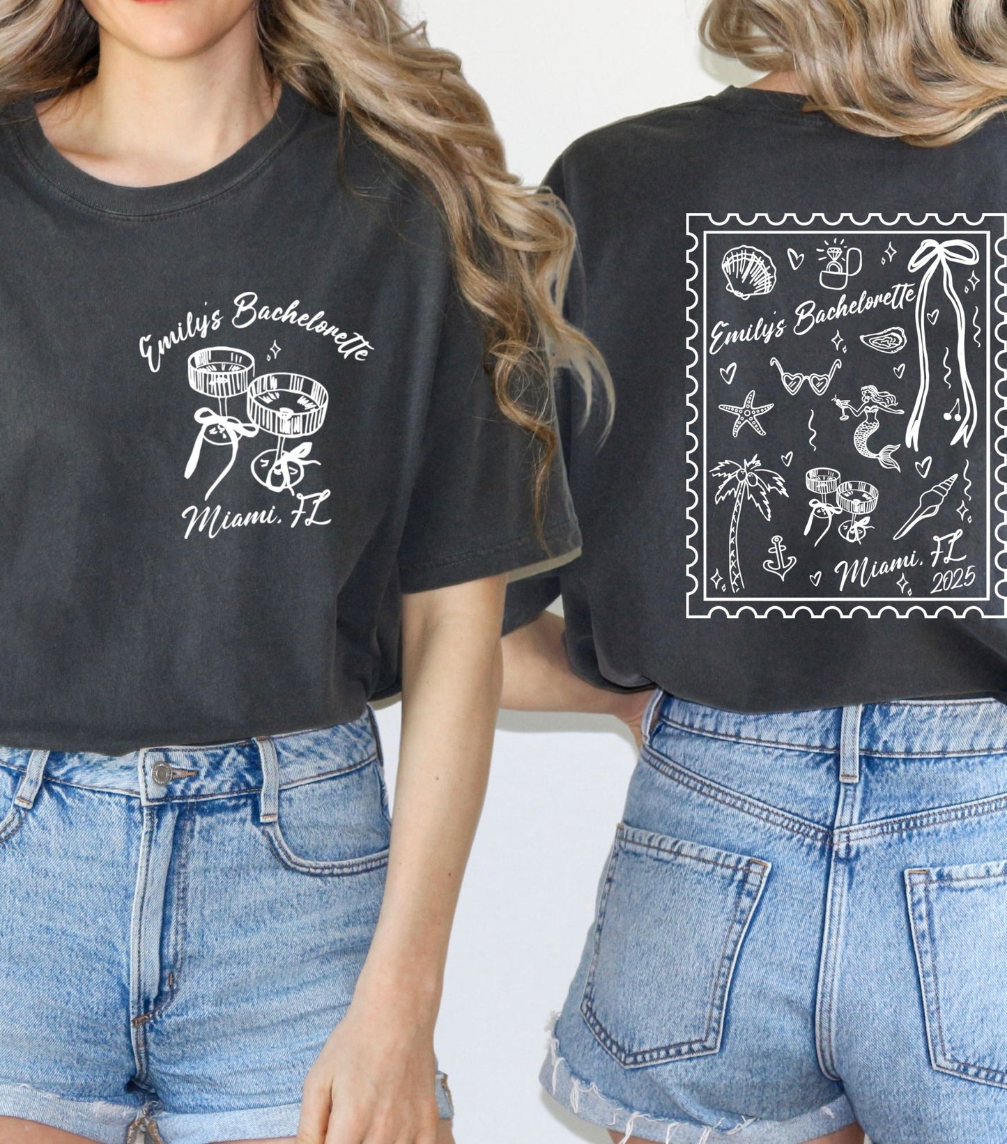 Personalized Summer Mermaid Bachelorette Shirt, Beach Bachelorette Shirt, Mermaid Bach Shirt,  Coastal Bachelorette shirt, Tropical Bach Party shirt