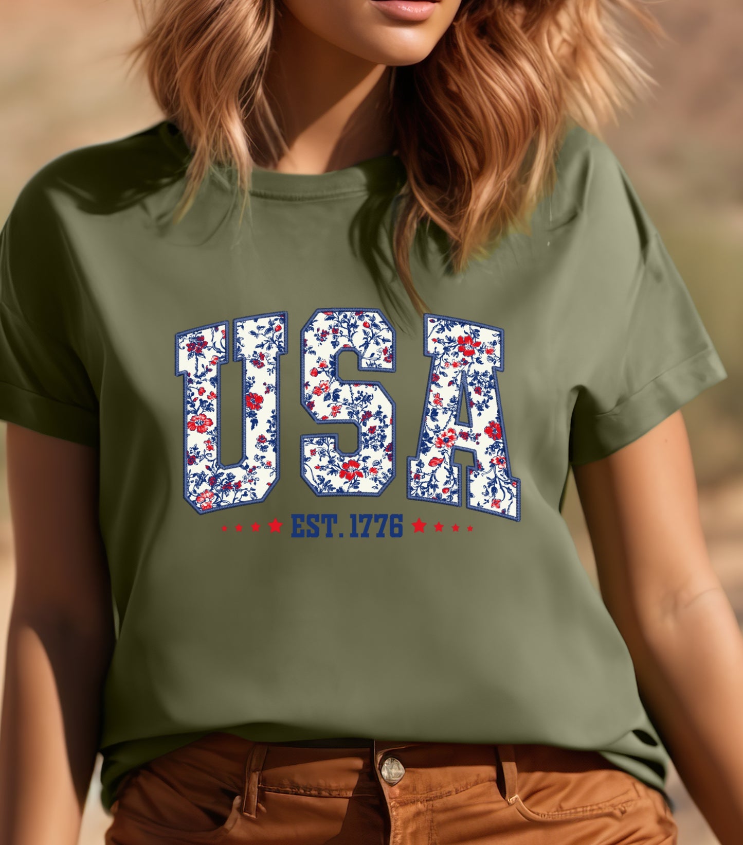America Patriotic Shirt, 4th Of July Shirt, Independence Day Shirt,  Flower 4th of july shirt