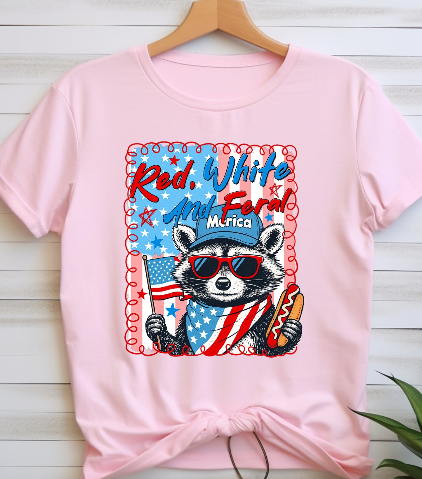 Red White And Feral Shirt, Funny USA Shirt, Funny Raccoon Shirt,  Hotdog Raccoon shirt,  Merica shirt