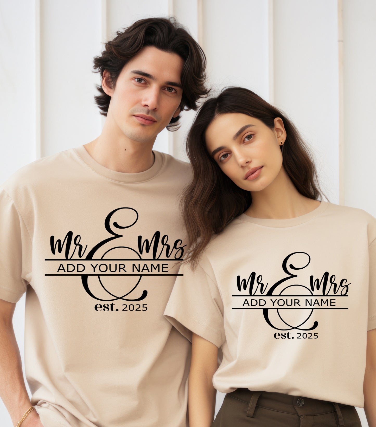 Mr and Mrs Shirt, Spilt Monogram Shirt, Wedding Signs shirt, Last Name Sign shirt, Family Name Sign shirt