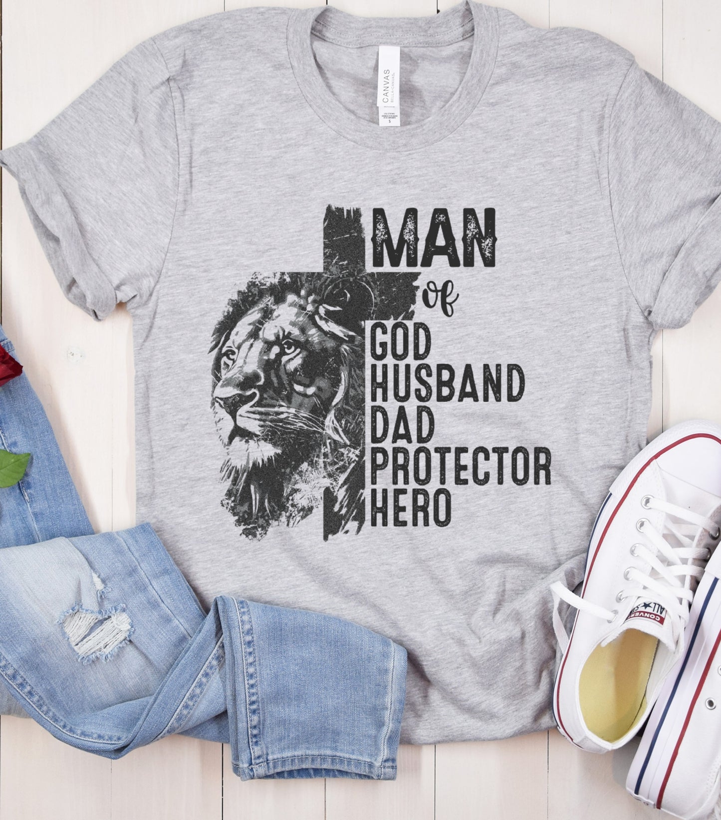 Dad Christian Shirt, Man of God shirt, bible verse Jesus shirt, Dad lion shirt, Christian cross Shirt