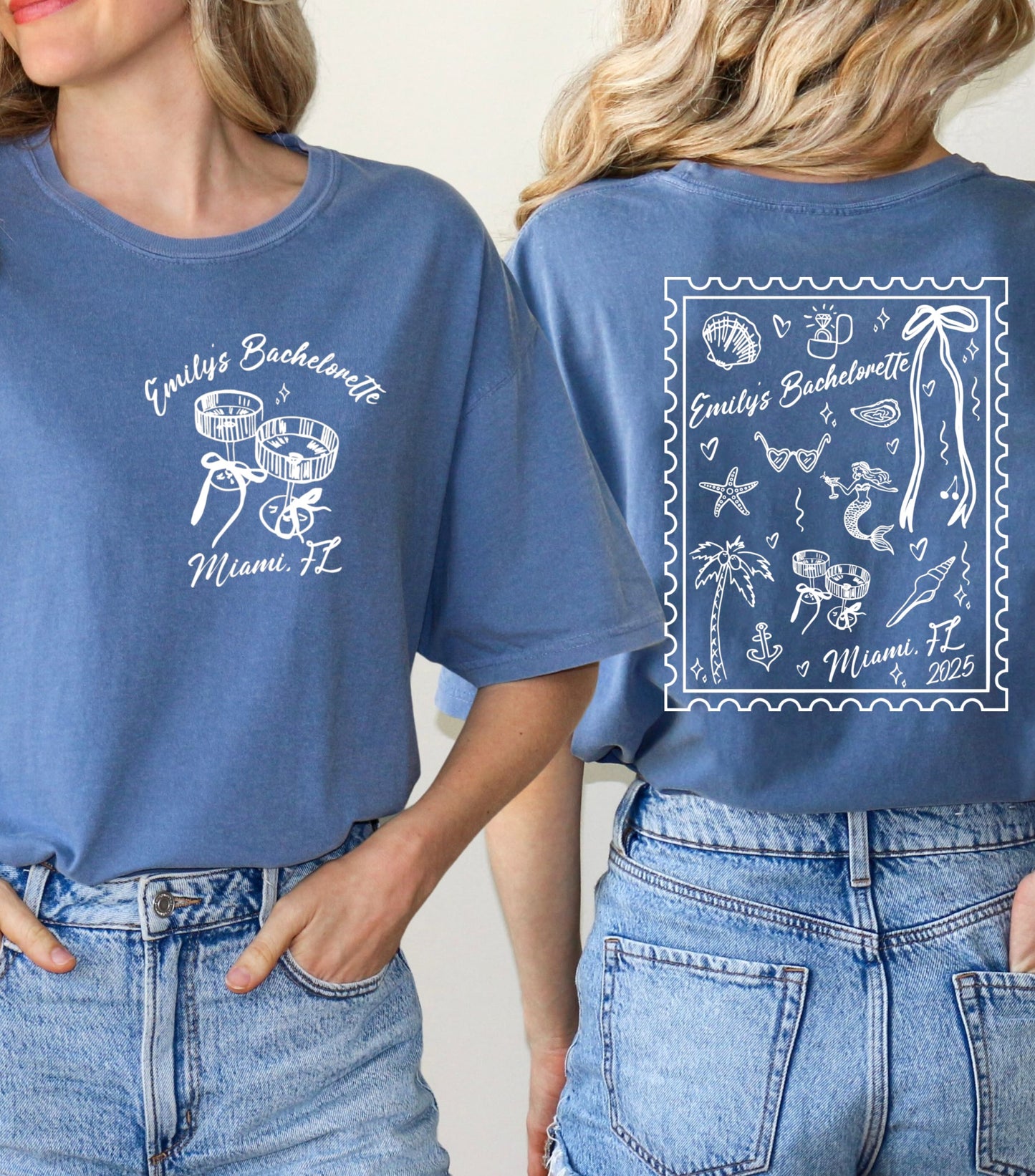 Personalized Summer Mermaid Bachelorette Shirt, Beach Bachelorette Shirt, Mermaid Bach Shirt,  Coastal Bachelorette shirt, Tropical Bach Party shirt