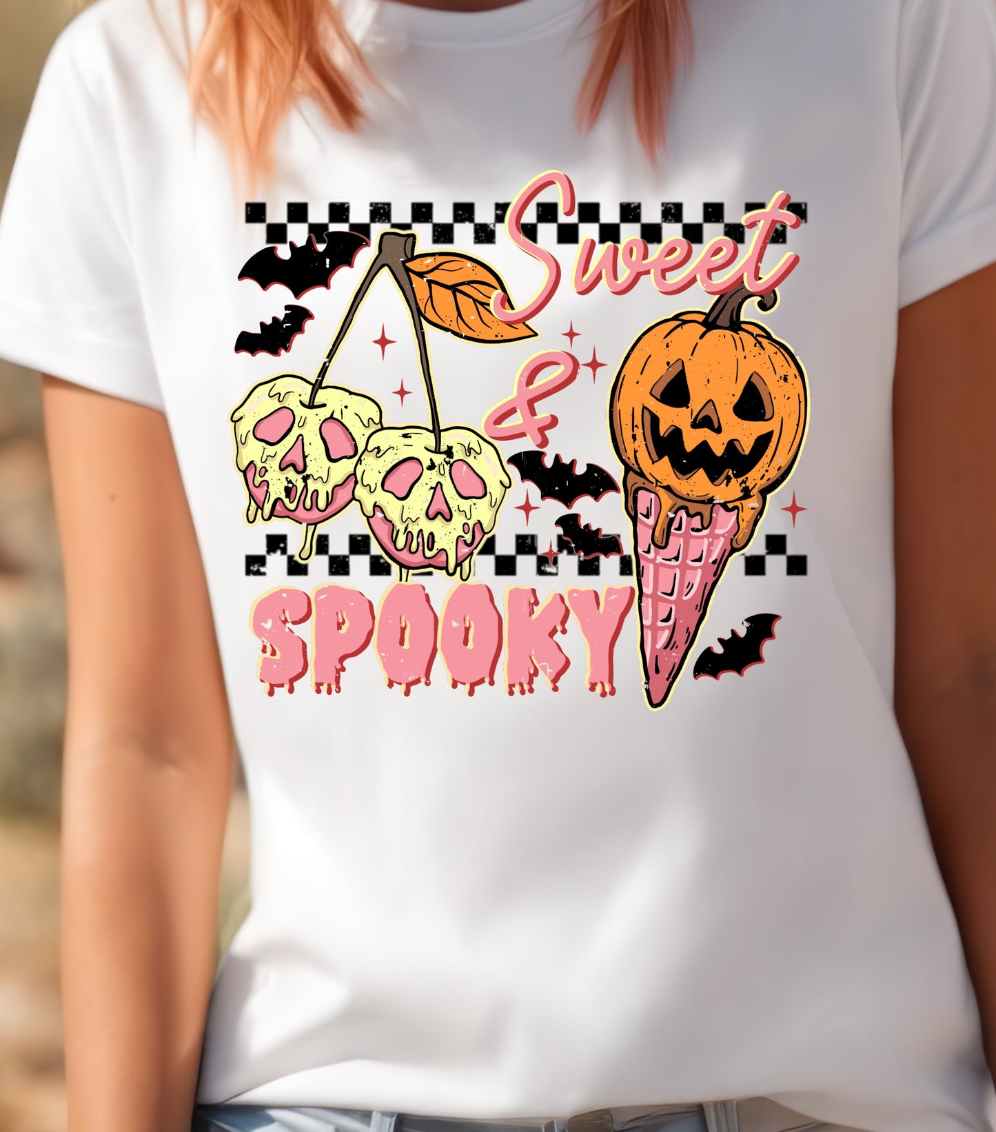Sweet and Spooky Halloween T-Shirt, Trendy Halloween Ice cream Shirt, Funny Spooky Season, Trick or treat shirt,  Funny Fall Summer shirt