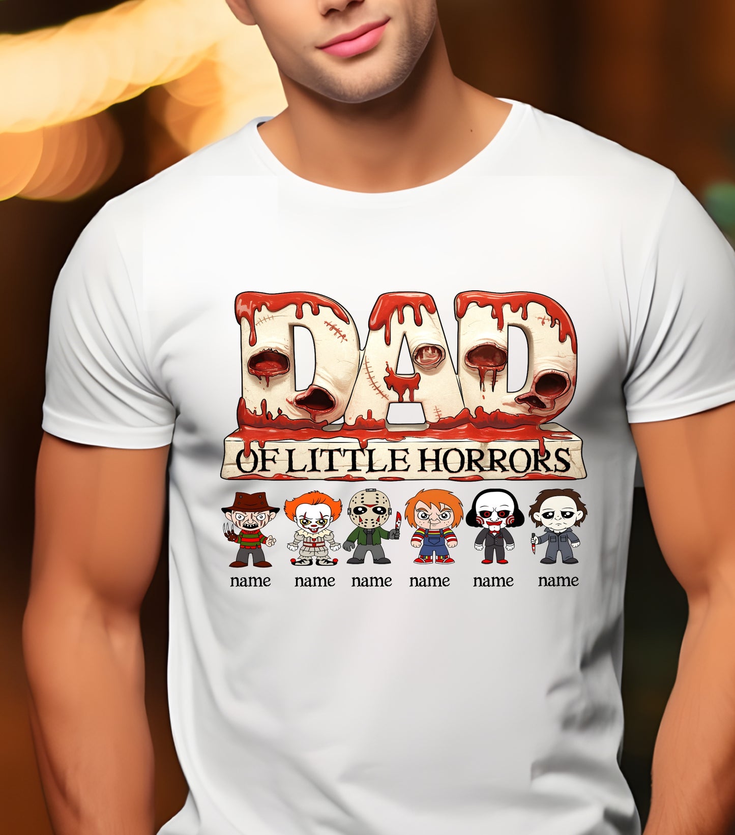 Personalized Dad Horror Shirt, Horror Characters Movie Shirt, Custom Dad Of kids Horrors Shirt, Custom Shirt