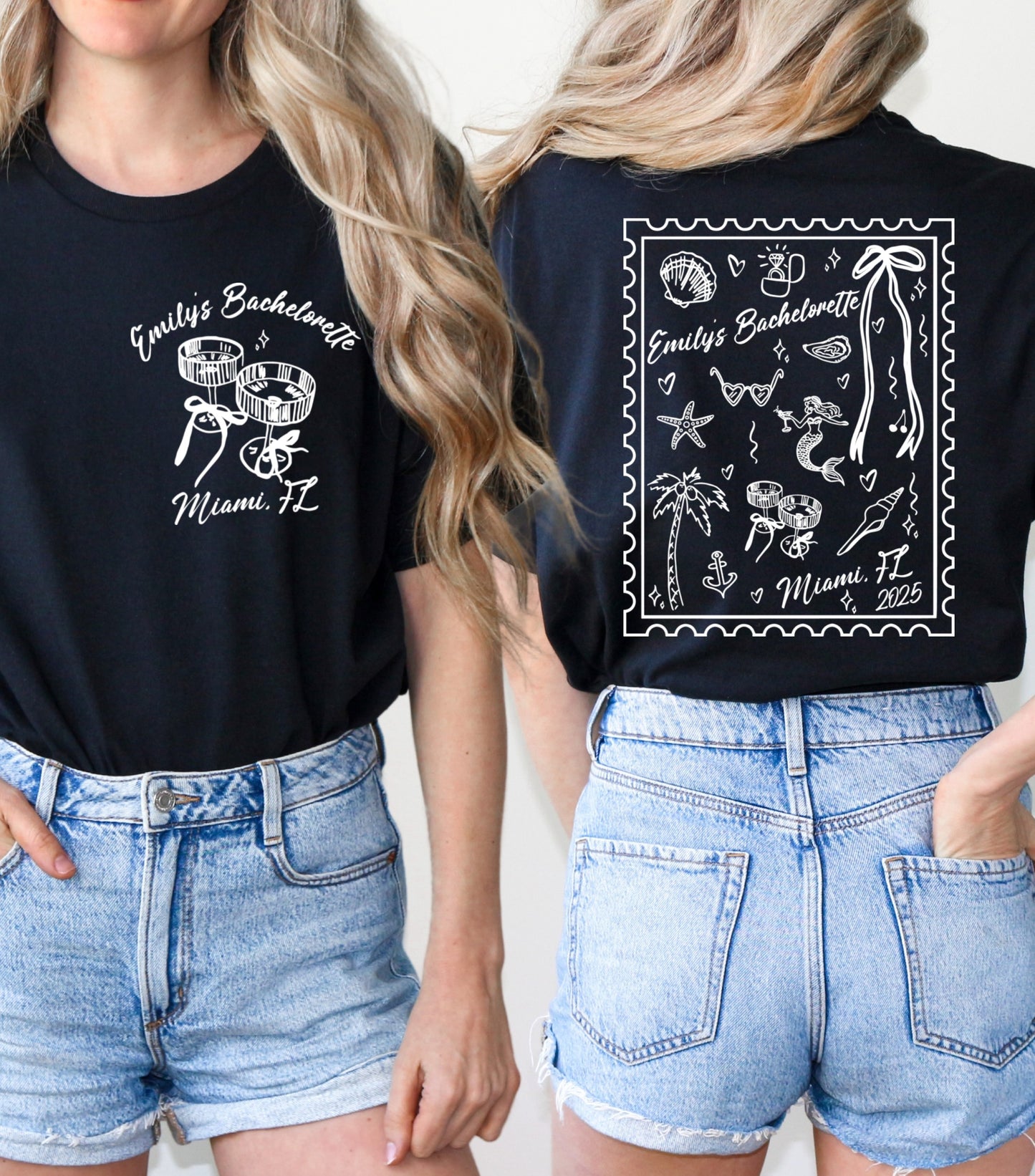 Personalized Summer Mermaid Bachelorette Shirt, Beach Bachelorette Shirt, Mermaid Bach Shirt,  Coastal Bachelorette shirt, Tropical Bach Party shirt