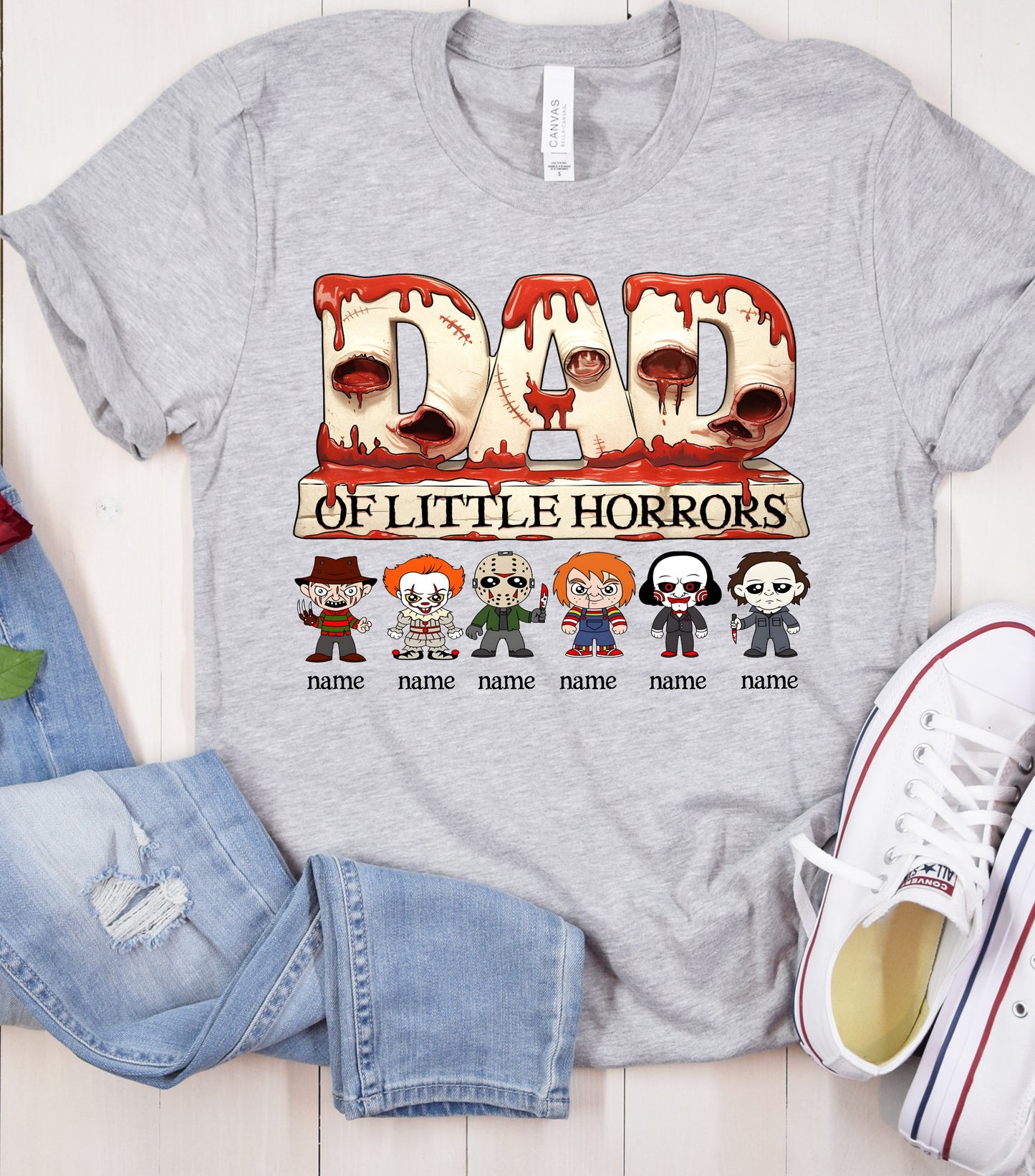 Personalized Dad Horror Shirt, Horror Characters Movie Shirt, Custom Dad Of kids Horrors Shirt, Custom Shirt