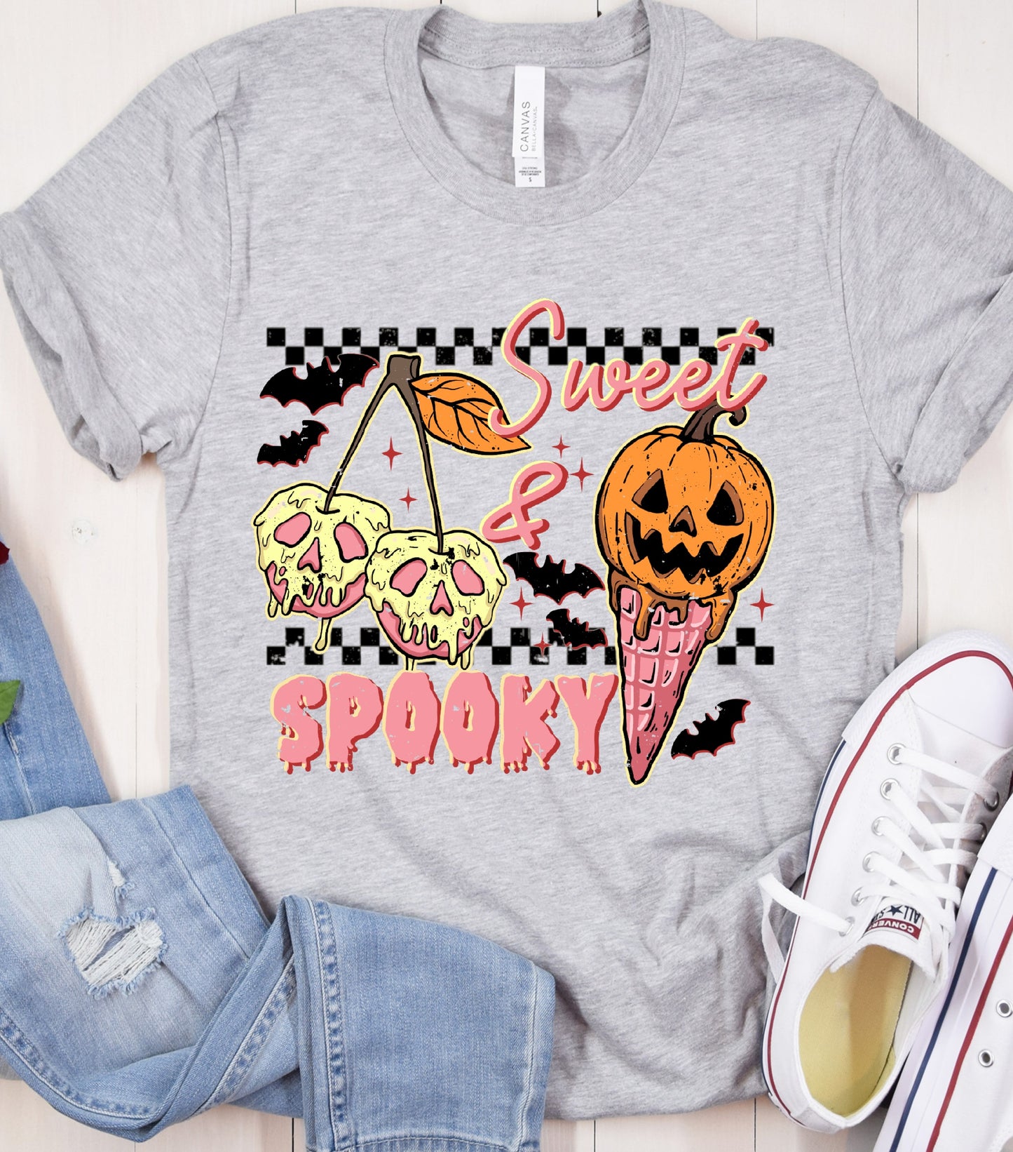Sweet and Spooky Halloween T-Shirt, Trendy Halloween Ice cream Shirt, Funny Spooky Season, Trick or treat shirt,  Funny Fall Summer shirt