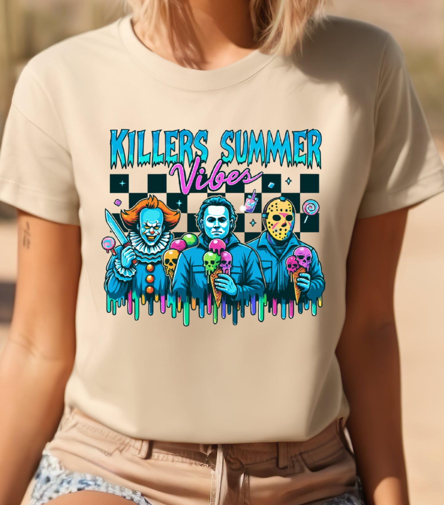 Summer Halloween Shirt, Killers Summer Vibes T-Shirt, Funny Halloween Funny shirt,  Halloween in Summer Shirt